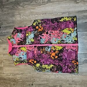 Nike puffer vest jacket girls xl multicolored & fleece reversible pockets